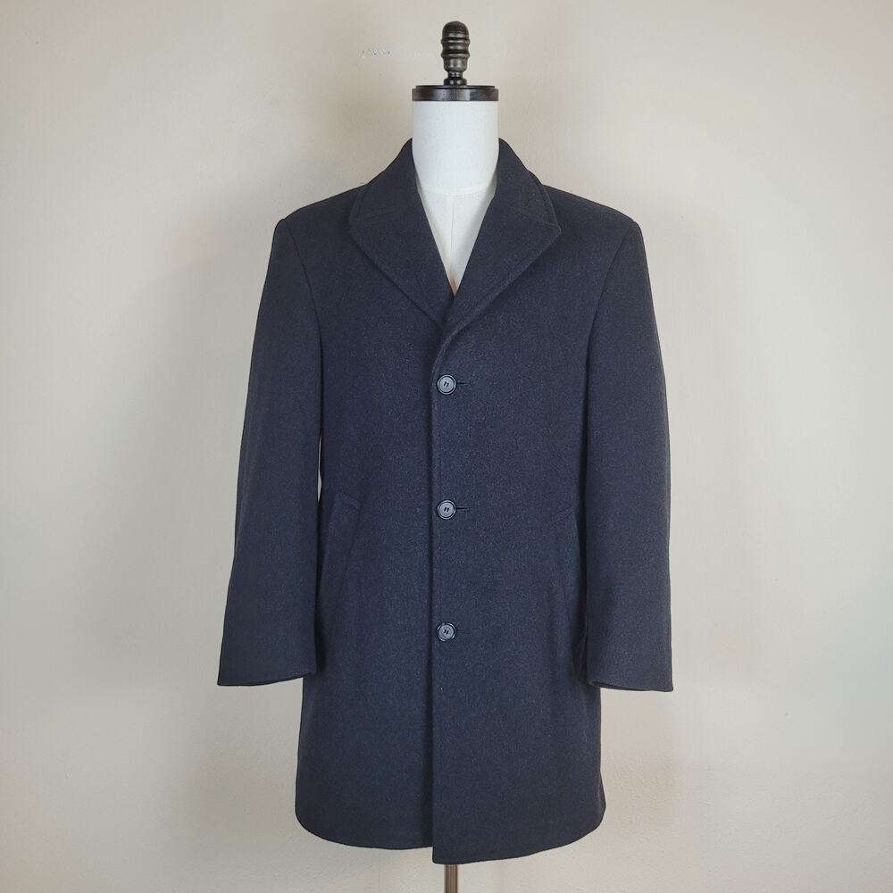 Ralph Lauren Coat Mens 36 Short Gray Dark Cashmere Blend Wool Overcoat Classic